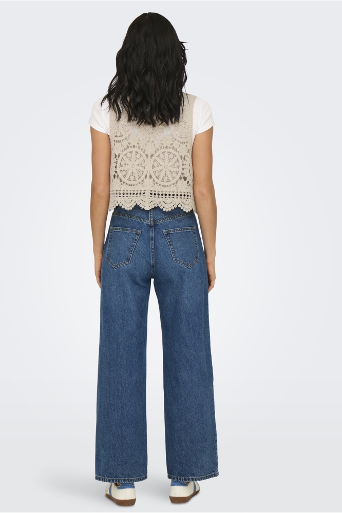 JDYVIC S/L V-NECK TIE VEST KNT 15347425 TAPIOCA